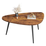 WLIVE Table Basse Salon Triangulaire aux Coins Arrondis - 85x48x46 cm, Porte jusqu'à 25kg, Bois Marron Foncé - Design Moderne et Sécuritaire, Facile à Assembler