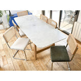 HOMIFAB Lot de 2 chaises en cannage Velours côtelé Vert Kaki et métal chromé - Muse