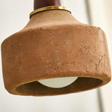 MODEBHD Lampe à suspension simple en béton Wabi Sabi Lampe à suspension en céramique couleur café, Lampe à suspension en bois massif de style japonais Lampe à suspension réglable en terre cuite du mil