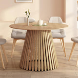 IDMarket - Table à Manger Extensible Ronde Carmen 110-150 cm Lattes Bois