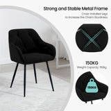 WOLTU Lot de 2 Chaises de Salle à Manger, Chaises de Cuisine Rembourrées avec Dossier, Accoudoirs, Pieds en Métal, pour Salon, Bureau, Coiffeuse, en Velours, Noir, EZS02sz-2