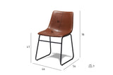 Ibbe Design Indiana Lot de 2 Brun Chaises Salle à Manger en Similicuir Simili Cuir Salle à Manger Salon Bureau Cuisine, Assise Rembourrée Scandinaves, Pieds en Métal
