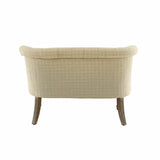 Loberon Weralin - Canapé Chesterfield classique à carreaux - Rembourrage fixe - Lin, coton, chêne - Beige