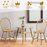 Lot de 4 chaises de salle à manger Windsor en bois d'hévéa massif avec dossier de broche, chaises de style campagnard pour cuisine, restaurant et bistrot, finition bois naturel