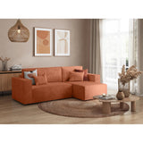 LOUNGITUDE - Canapé d'angle Convertible réversible avec Coffre en Velours côtelé Terracotta