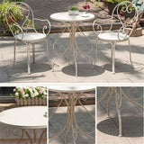 Ensemble De Bistrot 3 Pièces, Table Ronde De Jardin en Fer Forgé Et Chaises De Jardin Patio Balcon Meubles De Table en Métal pour Jardin, Arrière-Cour, Balcon,Vert