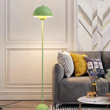 Alpinaluz Lampadaire Vert en Acier avec Abat-jour Bombé – Design Scandinave Rétro – Éclairage Indirect vers le Bas – Douille E27 – Interrupteur au Pied – Pour Salon ou Chambre