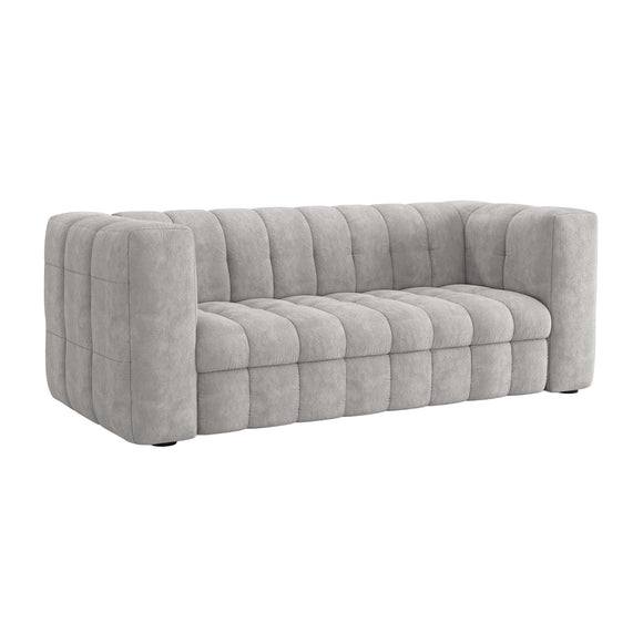 Mobilier-Deco Daria - Canapé 3 Places Convertible rapido en Tissu matelassé Gris Matelas 14 cm