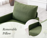 chairus Petit Canapé 1 Place Moderne Design, Fauteuil de Salon avec Pieds en Métal, Fauteuil Scandinave en Lin pour Salon Chambre Bureau, Vert