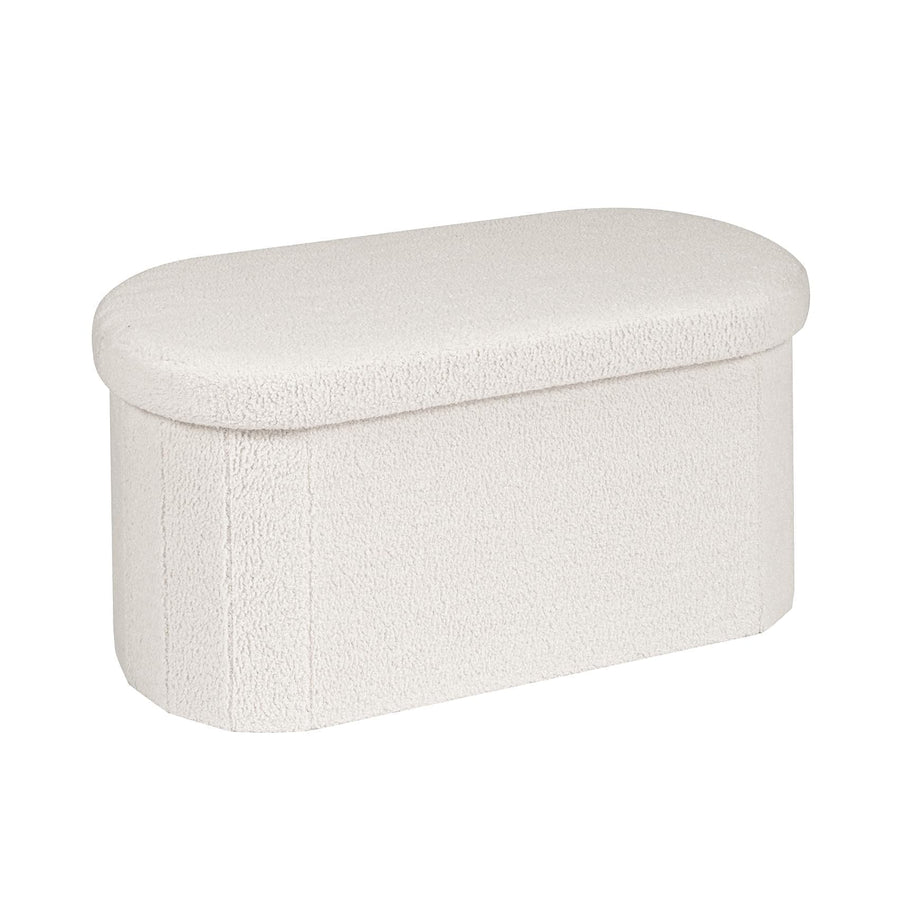 Bonlife Banc de 76 cm avec Espace de Rangement, Coffre Pliable, BoîTe de Rangement, Repose-Pieds Elliptique, 76 X 38 X 38 cm, Blanc