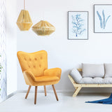 HollyHOME Fauteuil Chaise Scandinaves, Chaise Longue Relax en Velours avec Repose-Pieds, Fauteuil de Salon Chaise de Lecture pour Chambre à Coucher, Jaune