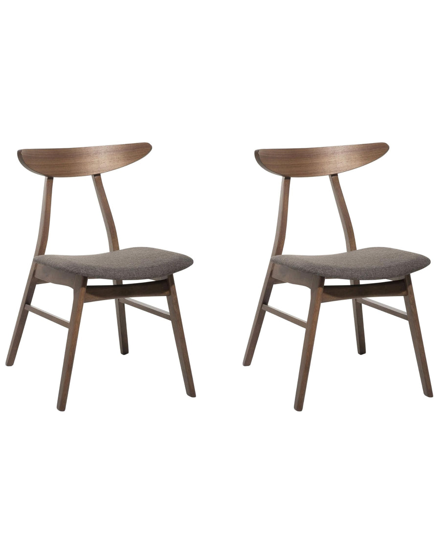 Lot 2 Chaises en Bois Foncé et Tissu Gris Design Intemporel pour Salle à Manger ou Cuisine Moderne ou Vintage Rétro Confort et Qualité Beliani Lot 2 Chaises en Bois Foncé et Tissu Gris Design Intemporel pour Salle à Manger ou Cuisine Moderne ou Vintage Rétro Confort et Qualité Beliani