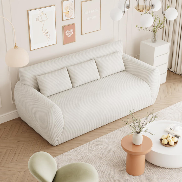Vesgantti Canapé 3 Places 200 × 94 × 80 cm en Velours Côtelé, Canapé de Sol Rembourré avec 3 Coussins, sans Montage, Idéal pour Salon, Chambre et Bureau, Blanc Vesgantti Canapé 3 Places 200 × 94 × 80 cm en Velours Côtelé, Canapé de Sol Rembourré avec 3 Coussins, sans Montage, Idéal pour Salon, Chambre et Bureau, Blanc