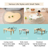 EMOOR Table Basse Pliante en Bois en Forme de Poire (L80xP52xH33cm) Naturel, Table à Thé Assise au Sol Japonais Minimaliste Petit Espace Tatami Chambre Salon