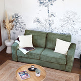 HOMIFAB Canapé Convertible 3 Places en Velours Fines côtes Vert - Ouverture Express - Couchage Quotidien - Matelas HD 140 x 190 - Mattia