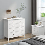 FOREHILL Commode Chambre Commode avec 5 Tiroirs Meuble de Rangement Chambre Adulte Commode Blanche Salon Moderne en Bois 80x40x80cm