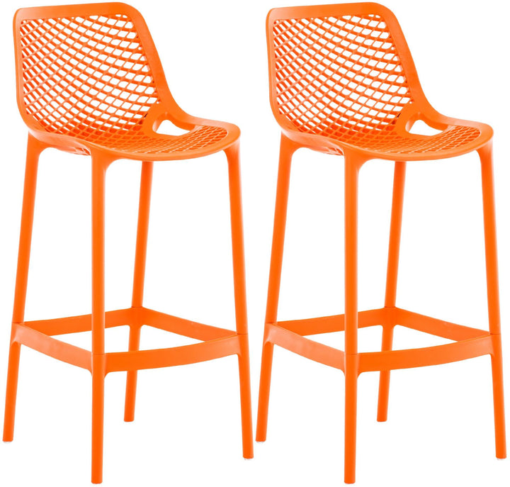 CLP Lot de 2 tabourets de Bar Jardin Air, chaises de Jardin Dossier, tabourets de comptoir résistants aux intempéries, UV, polypropylène, Couleur:Orange
