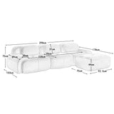 Canapé 3 Places avec revêtement hautement élastique, Canapé d'angle modulaire avec accoudoirs extra larges, Pour salonen hambre et home cinéma, en tissu velours côtelé Beige (sans assemblage)