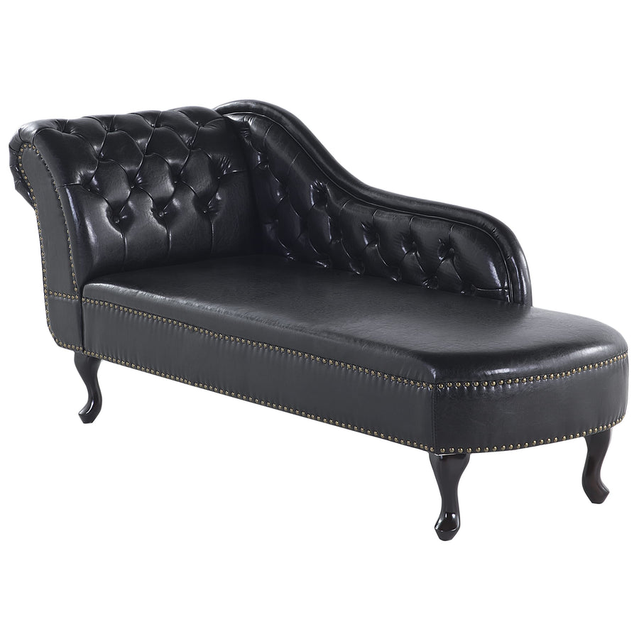 Chaise Longue Côté Gauche Méridienne en Cuir PU Noir Glamour Elégant Salon Nimes Chaise Longue Côté Gauche Méridienne en Cuir PU Noir Glamour Elégant Salon Nimes
