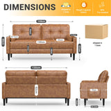 Aotumm Ciort Canapé 2 places, moderne avec coussins épais, 2 oreillers et 2 poches de rangement, canapé en cuir confortable pour salon, chambre à coucher, bureau, montage facile, petit canapé 2 places