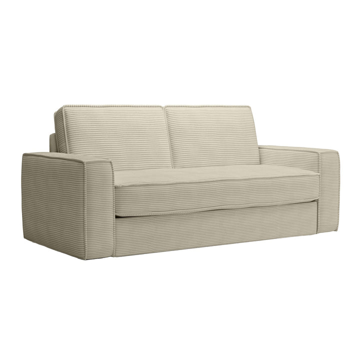 Mobilier-Deco Mindy - Canapé 3 Places Convertible rapido Velours côtelé Beige Matelas 14 cm