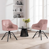 WOLTU Chaise Pivotante à 360°, Chaise Salle à Manger, Chaise Scandinave, Chaise de Cuisine, Fauteuil Salle à Manger, en Velours, Assise Rembourrée, Pieds en Métal, Rose, BH365rs-1
