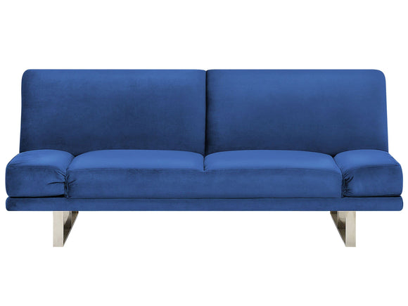 Canapé Convertible 2 Places en Velours Bleu Marine Accoudoirs Ajustables York