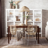 KLAST Lot de 2 Chaises de Salle à Manger en Rotin Naturel avec Pieds Blancs, Design Artisanal, Résistant et Durable, avec des Variations Uniques de Couleur