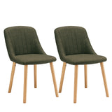 Goeurvant Chaises Salle à Manger Pieds Bois Lot de 4, Chaises Lin de Cuisine avec Dossier, Chaises Salon Modernes et Moelleuse, Vertes