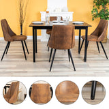 MEUBLE COSY Lot de 4 Chaises de Salle à Manger Rétro Fauteuil Assise rembourrée en suédine Pieds en métal pour Cuisine Salon Chambre Bureau, Style Industriel, Marron, 52,5x49,5x83cm
