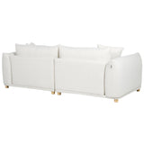 Canapé Moderne 3 Places en Tissu Rembourré avec Coussins en Tissu Blanc Cassé Luvos