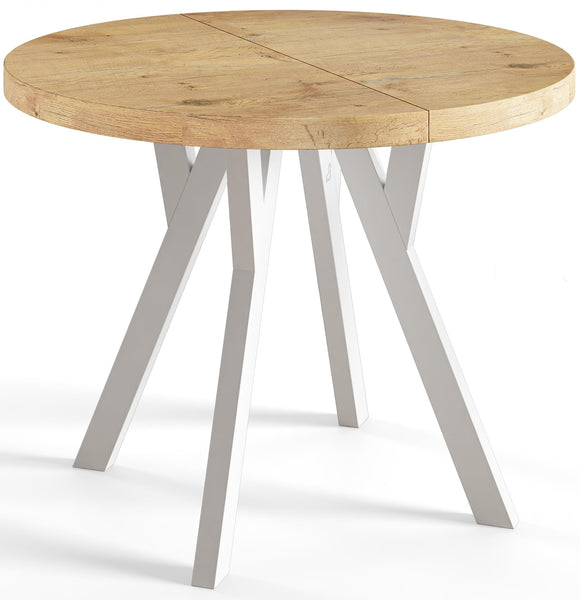 AlpiMeble Table Pliante Ronde OVO – Table Ronde pour Salle à Manger pour Salon – Plateau laminé 36 mm – Tableau Salle Manger – Tableau pour Dimensions de 80 cm a 130 cm Lancelot