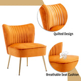 chairus Chaise de Salon en Velours Fauteuil de Chambre Comfortable Chaise Rembourrée Canapé 1 Place (Orange- 1 Piece)