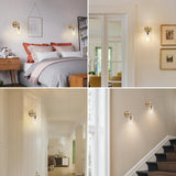 QAREHL Applique murale intérieure, applique miroir de salle de bain E27 Applique murale intérieure, applique murale industrielle en or pour chambre à coucher, couloir, salon, escalier