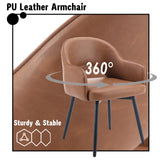 chairus Lot de 2 Chaises de Salle à Manger en Cuir PU Moderne Fauteuil Rembourrée Chaise Pivotante à 360° pour Bureau Salon (Marron-2 (Cuir PU))