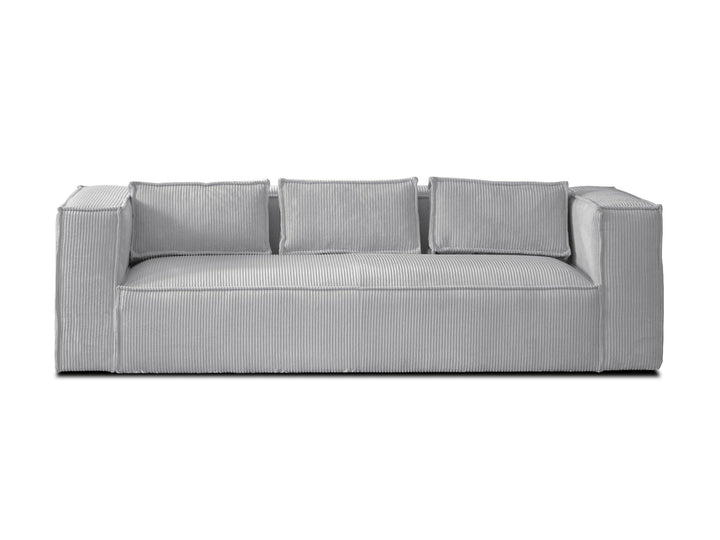 Lisa Design - Canapé Stella en Velours Côtelé - Sofa Gris Clair 3 Places - Salon