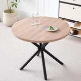 BenyLed Table Ronde avec Pieds Robustes en Forme de X, 100cm*100cm*76.5cm pour Cuisine, Petit Espace, Appartement (Grain de Bois Clair)