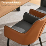 CLIPOP Lot de 2 Chaises de Salle à Manger Avec Accoudoirs - Rembourrées pour Cuisine, Salon, Bureau, Chambre à Coucher - Fauteuil Lounge Set (1, Similicuir Gris-Brun)