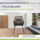 Juskys Ensemble de 2 chaises de Jardin Kastos en Corde - Chaise d'extérieur avec accoudoir et Coussin - Chaise de Jardin supportant 150 kg - Jardin, Balcon - chaises Marron