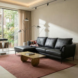 Furnhouse Ibbe Design - Canapé d'angle 3 places - En forme de L - Revêtement en cuir véritable - Ressorts ensachés - Rembourré - Pour le salon - Noir