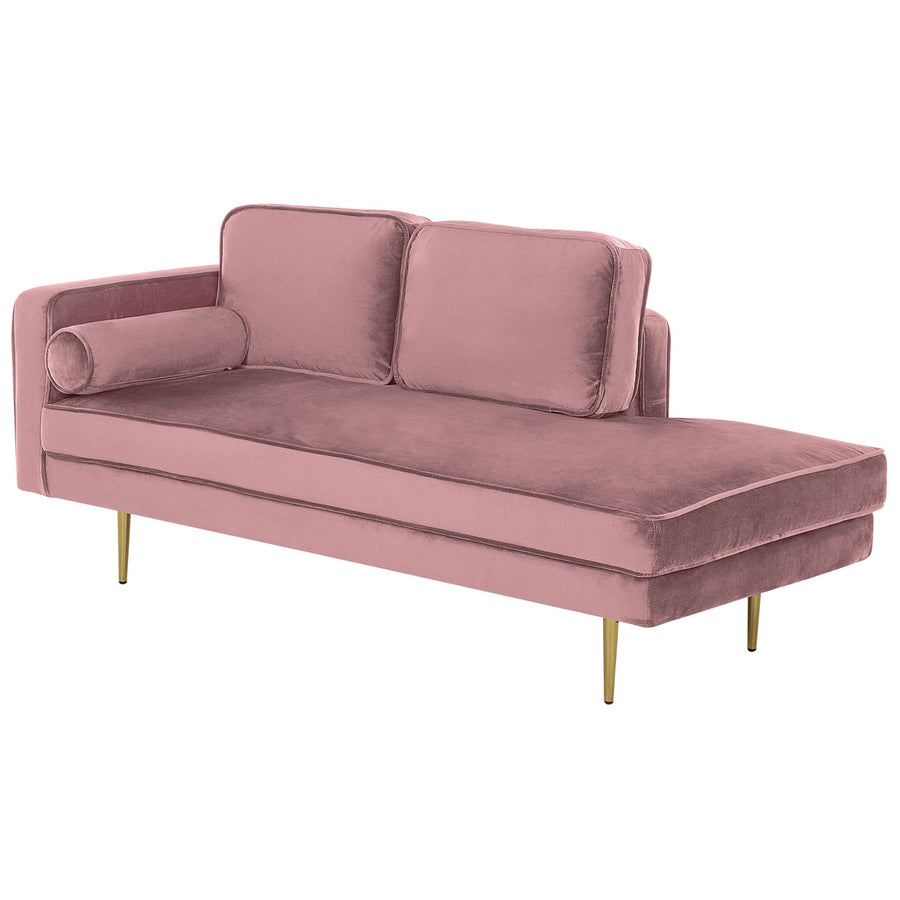 Chaise Longue Méridienne Côté Gauche en Velours Rose Clair pour Salon Glamour Beliani