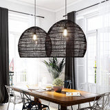 CHUNGYANG Suspension en Rotin Naturel ， Lampe d'art en Bambou Naturel Rotin Art Suspendu Plafonnier Abat-Jour, Lustre Abat-Jour Fait Main pour Lanterne D'îlot De Cuisine