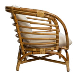 Generico Fauteuil avec coussin en rotin Farah blanc Mobilier d'intérieur,Mobilier de jardin