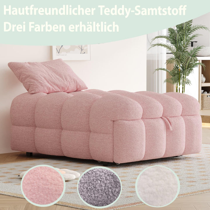 PUGSDRLY Canape Lit 1 Place Convertible,Pouf Salon,Canapé Convertible,Design Rétractablem,Lit Capitonné 1 Place,Tissu Peluche (Rose) PUGSDRLY Canape Lit 1 Place Convertible,Pouf Salon,Canapé Convertible,Design Rétractablem,Lit Capitonné 1 Place,Tissu Peluche (Rose)