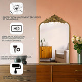 Awhtixbo Miroir Baroque doré Antique 40 x 64(H) cm – Cadre Vintage en Fonte avec Fleurs en résine sculptées à la Main, Miroir Mural incassable pour Salle de Bain, Salon et Chambre à Coucher