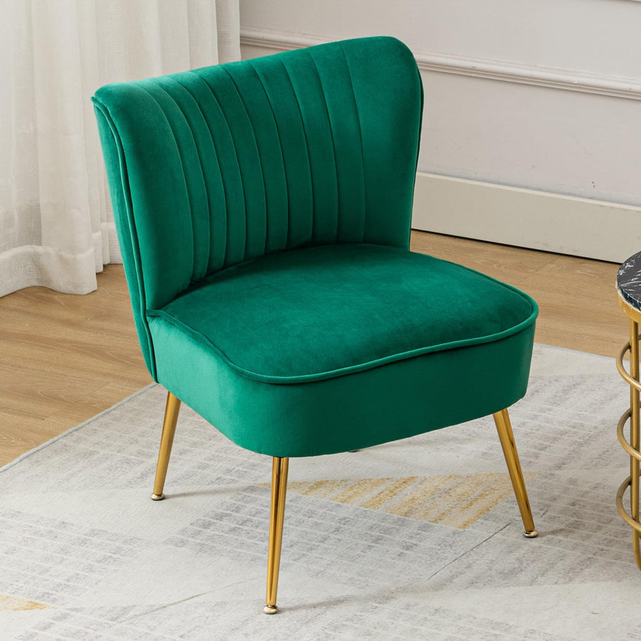 chairus Chaise de Salon en Velours Fauteuil de Chambre Comfortable Chaise Rembourrée Canapé 1 Place (Vert- 1 Piece)
