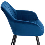 WOLTU Lot de 2 Chaises de Salle à Manger avec accoudoirs, Chaise de Salon Structure en métal et Assise en Velours,Bleu BH93bl-2