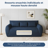 Vesgantti Canapé 3 Places Velours Côtelé sans Montage 200 x 94 x 80cm-Bleu