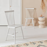 Alice's Home - Lot de 2 chaises Blanches à barreaux en Bois d'hévéa. Romie. L 50.8 x P 44.2 x H 90cm.