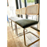 HOMIFAB Lot de 2 chaises en cannage Velours côtelé Vert Kaki et métal chromé - Muse